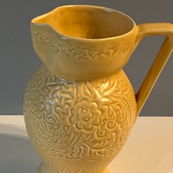 Shorter & Son Water Pitcher Peach Yellow Ceramic Pottery Art Deco 1930's-1940's - Picture 1 of 5